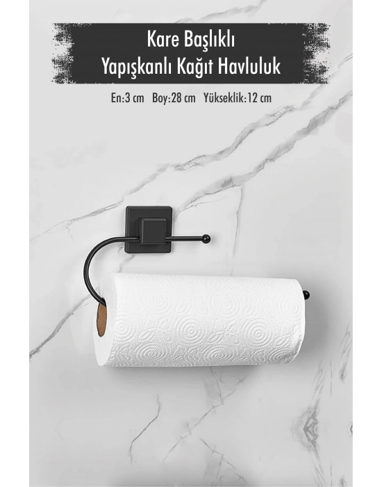Yapışkanlı Kare Başlıklı Siyah Kağıt Havluluk
