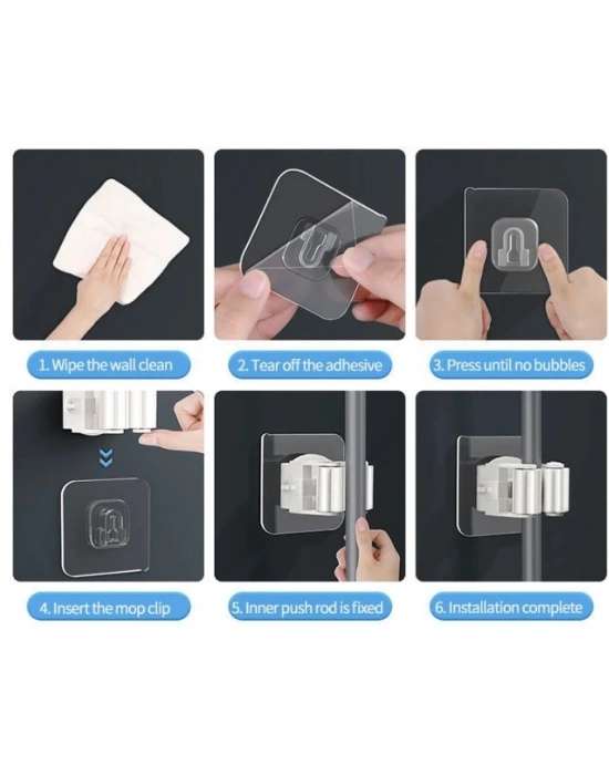 ® Yapışkanlı Pratik Mop Tutucu 4 Adet Beyaz