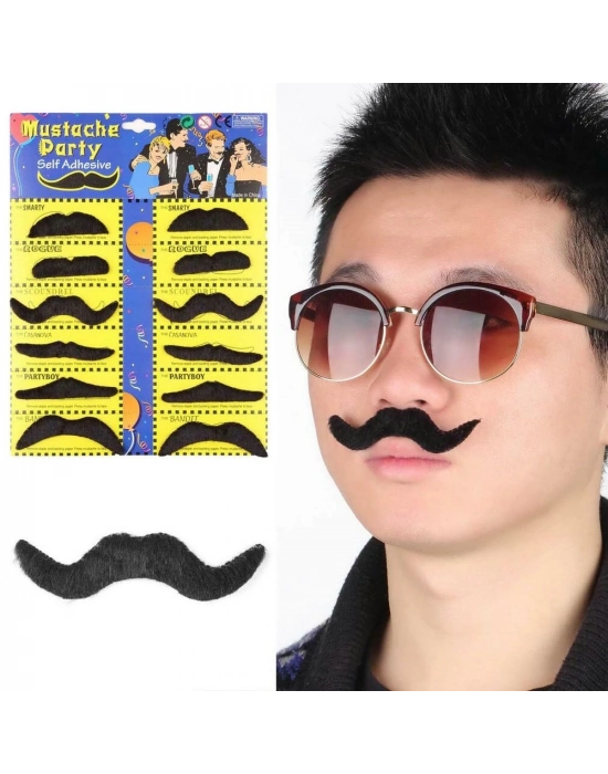 Yapışkanlı Takma Bıyık 6 Model 12 Adet Set