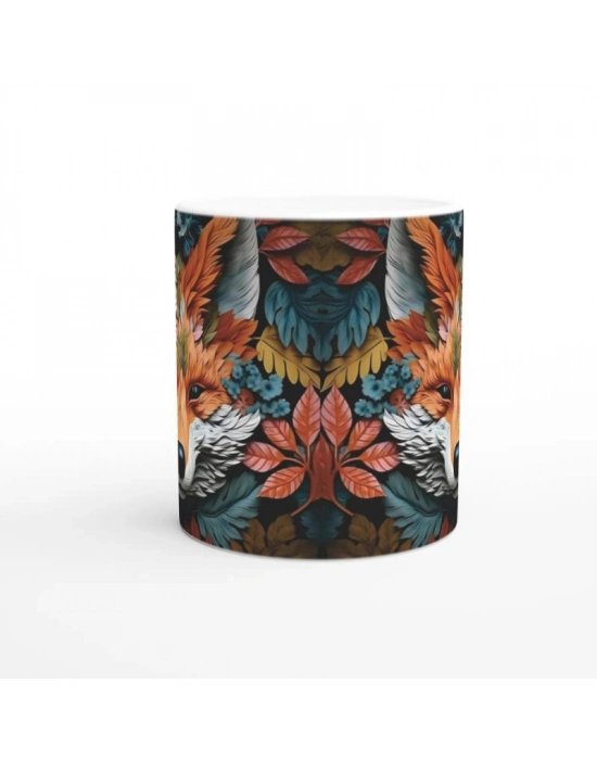 Yapraklardan Tilki Baskılı Kupa Bardak