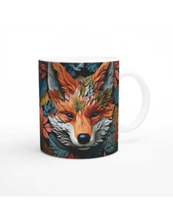 Yapraklardan Tilki Baskılı Kupa Bardak