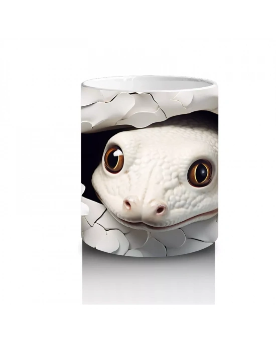 Yaprakların Arasında Meraklı Gözlü Yılan – Baskılı Kahve Kupası