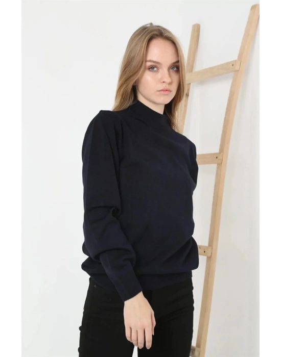 Yarım Balıkçı Yaka Triko Kazak - Lacivert