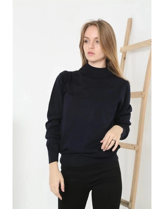 Yarım Balıkçı Yaka Triko Kazak - Lacivert