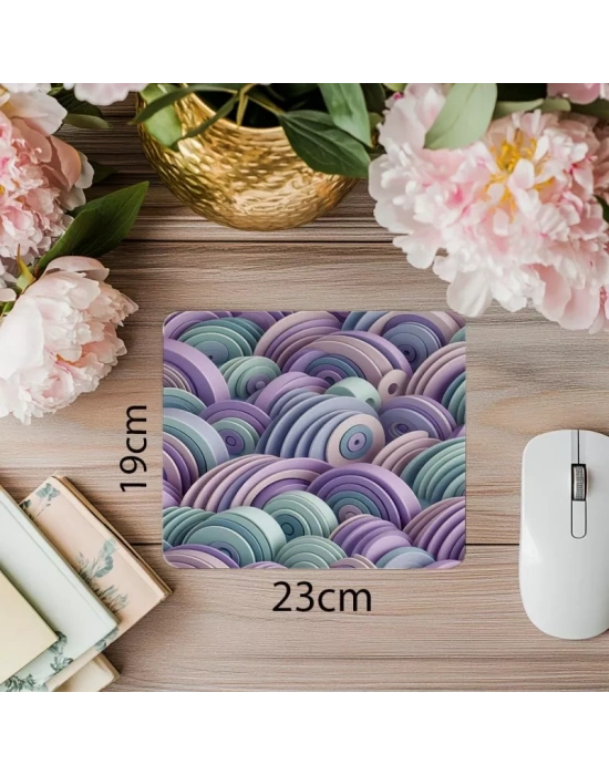 Yarım Daire Dizilimli Mint-Lavanta Mousepad - 19x23 cm 2 mm Dikdörtgen İthal Baskılı Mouse Pad