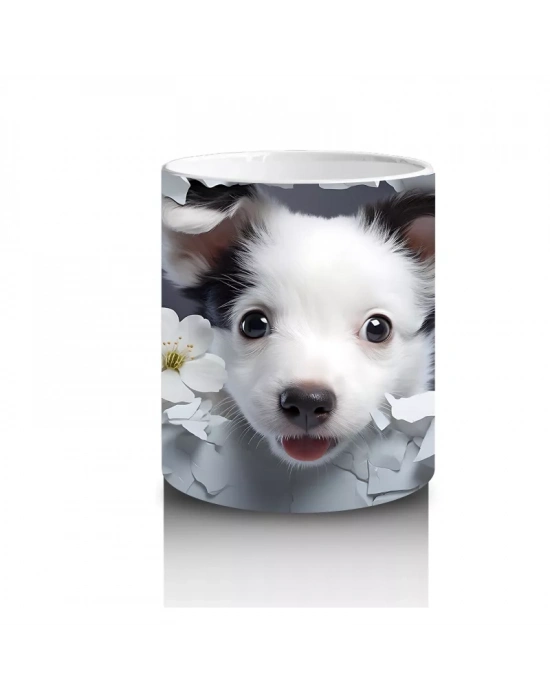 Yasemin Çiçekleri Arasından Bakan Neşeli Köpek Kupa Bardak