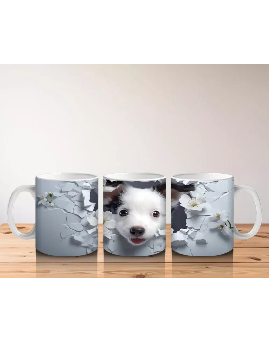 Yasemin Çiçekleri Arasından Bakan Neşeli Köpek Kupa Bardak