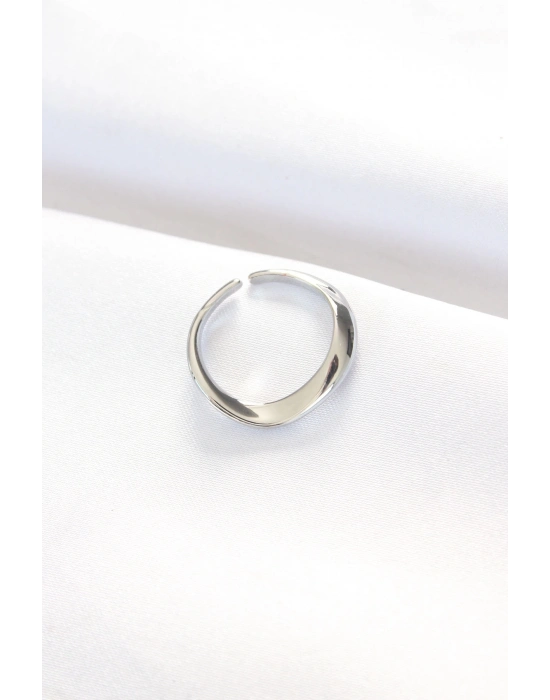 Yassı Silver Renk Ayarlanabilir Yüzük