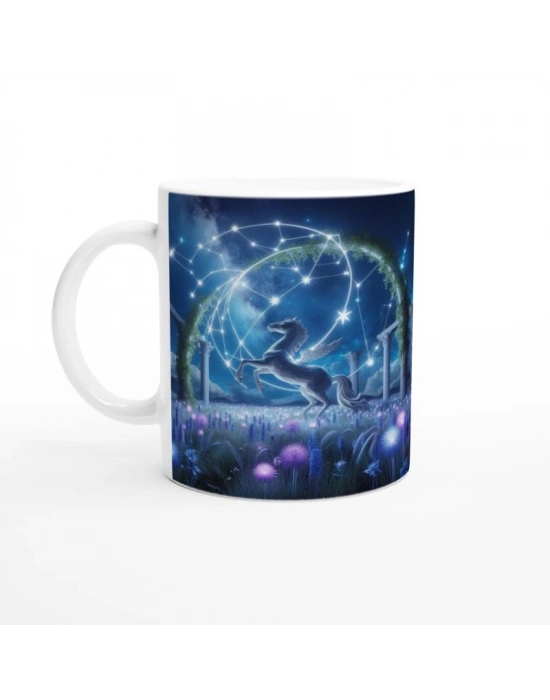 Yay Burcu Baskılı Kahve Kupası - Ay ışığında Zodyak Bahçesi Vs1