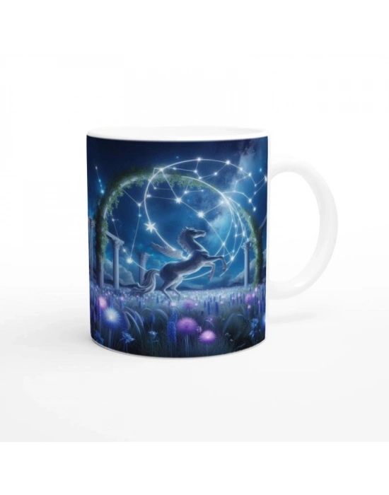 Yay Burcu Baskılı Kahve Kupası - Ay ışığında Zodyak Bahçesi Vs1