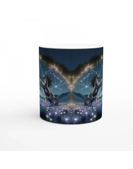 Yay Burcu Baskılı Kahve Kupası - Ay ışığında Zodyak Bahçesi Vs2