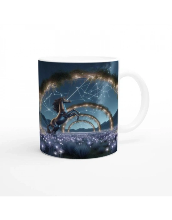 Yay Burcu Baskılı Kahve Kupası - Ay ışığında Zodyak Bahçesi Vs2