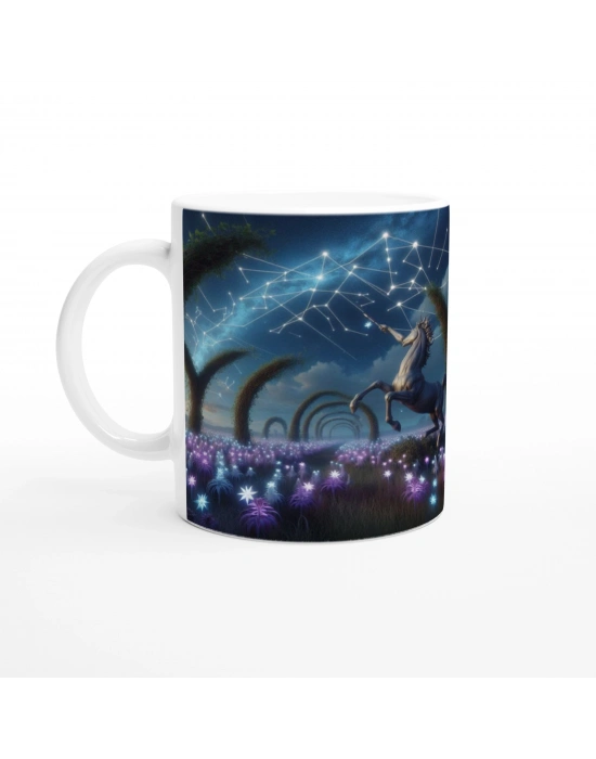 Yay Burcu Baskılı Kahve Kupası - Ay ışığında Zodyak Bahçesi Vs3