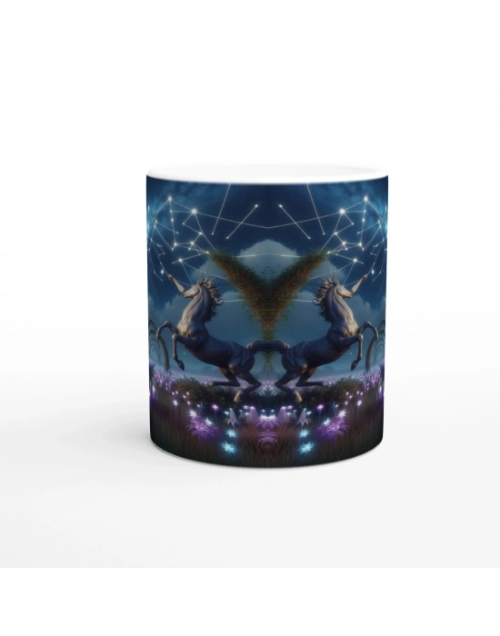 Yay Burcu Baskılı Kahve Kupası - Ay ışığında Zodyak Bahçesi Vs3