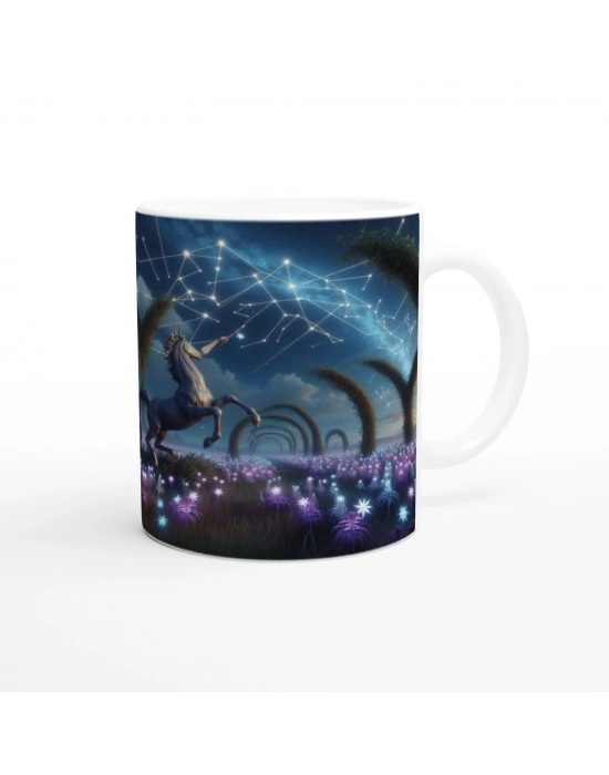 Yay Burcu Baskılı Kahve Kupası - Ay ışığında Zodyak Bahçesi Vs3