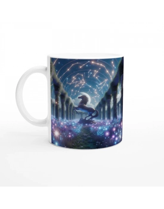 Yay Burcu Baskılı Kahve Kupası - Ay ışığında Zodyak Bahçesi Vs4