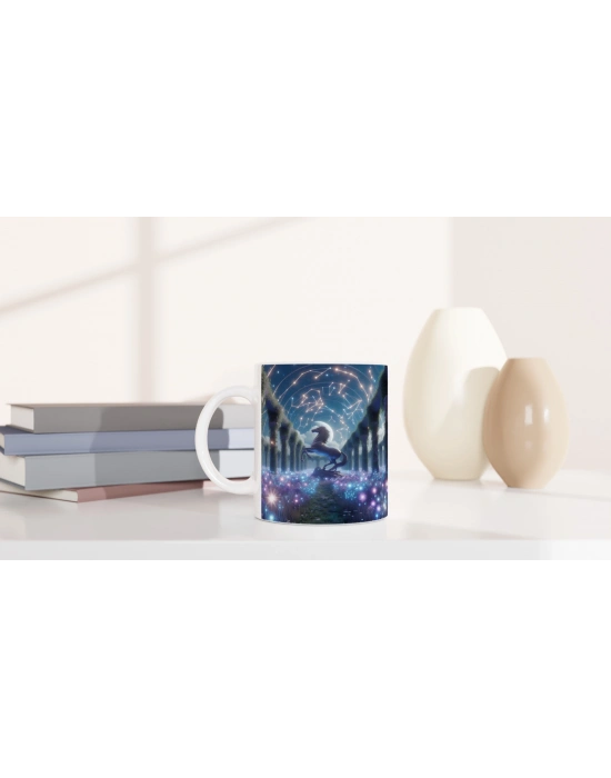 Yay Burcu Baskılı Kahve Kupası - Ay ışığında Zodyak Bahçesi Vs4