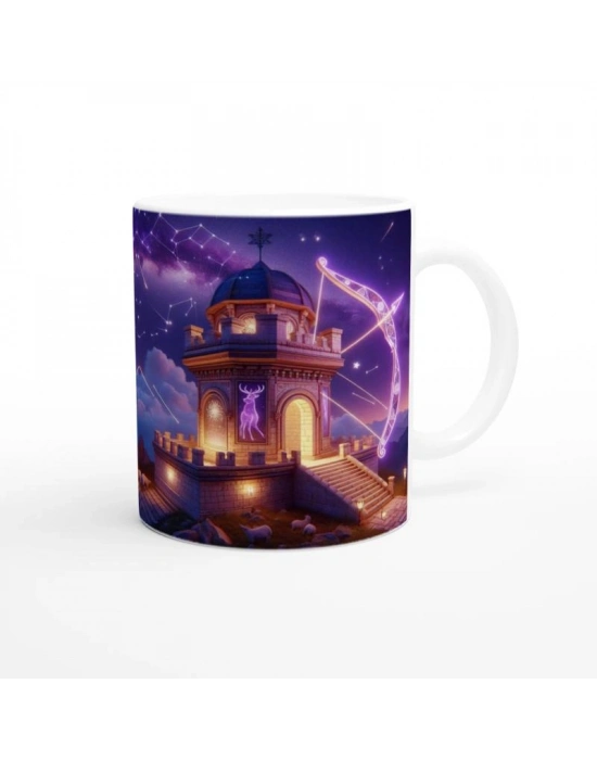 Yay Burcu Baskılı Kahve Kupası - Burçlar Krallığı Şatosu Vs1