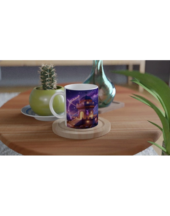 Yay Burcu Baskılı Kahve Kupası - Burçlar Krallığı Şatosu Vs1