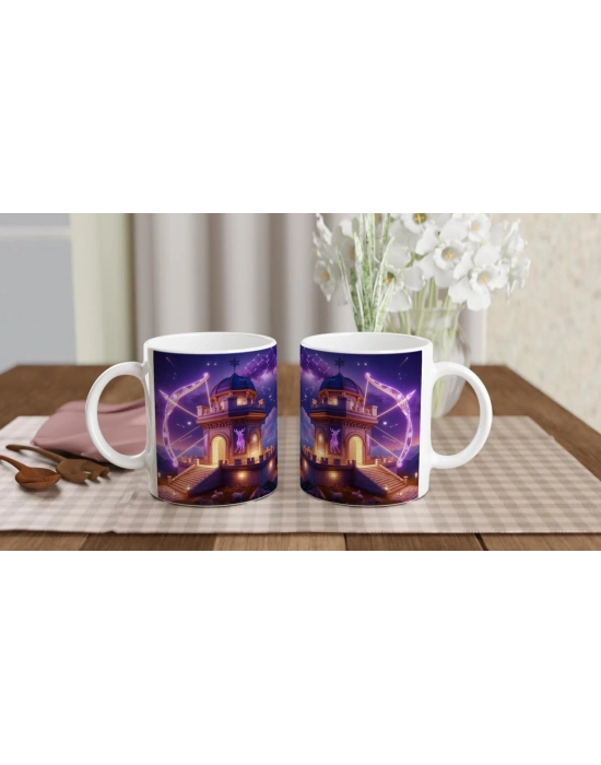 Yay Burcu Baskılı Kahve Kupası - Burçlar Krallığı Şatosu Vs1