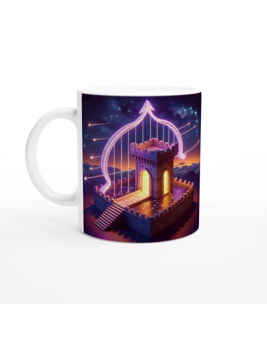 Yay Burcu Baskılı Kahve Kupası - Burçlar Krallığı Şatosu Vs2