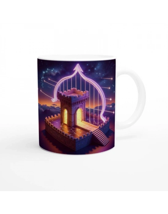 Yay Burcu Baskılı Kahve Kupası - Burçlar Krallığı Şatosu Vs2