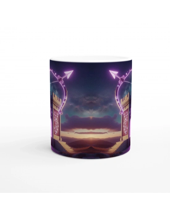 Yay Burcu Baskılı Kahve Kupası - Burçlar Krallığı Şatosu Vs3