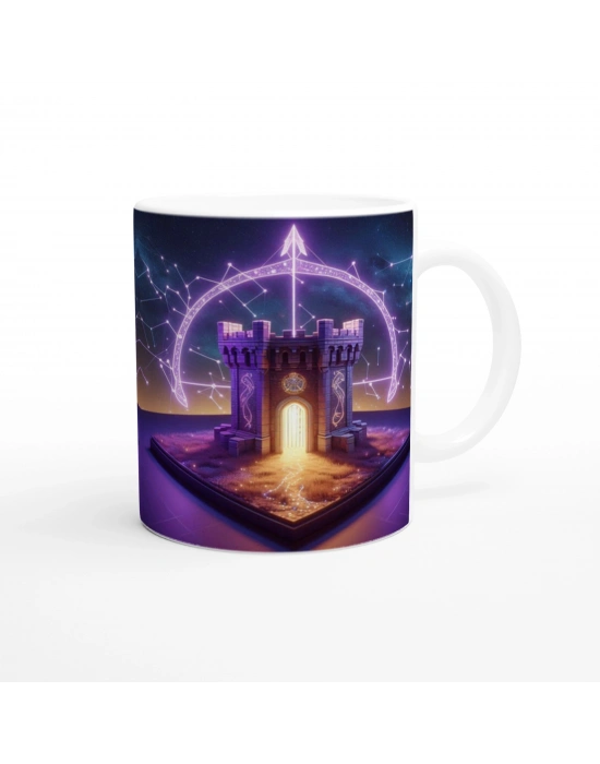 Yay Burcu Baskılı Kahve Kupası - Burçlar Krallığı Şatosu Vs4