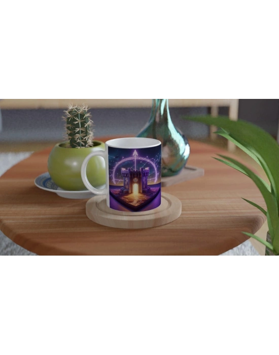 Yay Burcu Baskılı Kahve Kupası - Burçlar Krallığı Şatosu Vs4