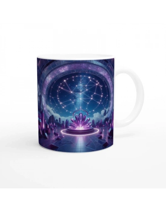 Yay Burcu Baskılı Kahve Kupası - Büyülü Kristal Mağarası Temalı Vs3