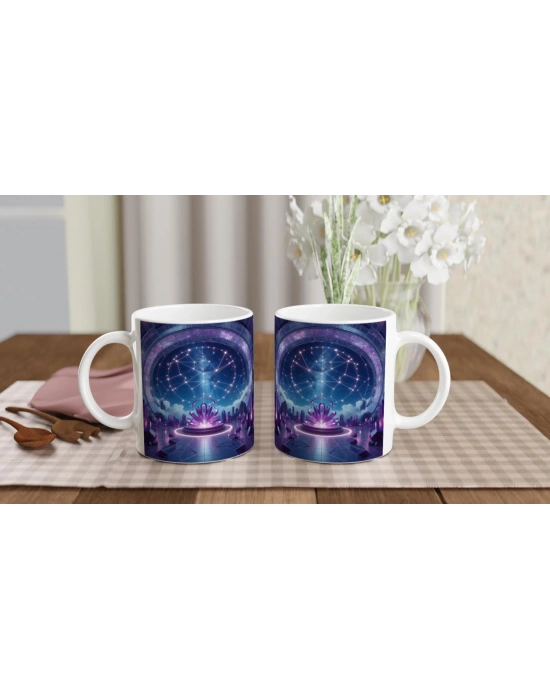 Yay Burcu Baskılı Kahve Kupası - Büyülü Kristal Mağarası Temalı Vs3