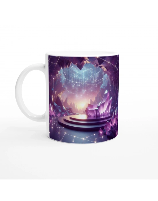 Yay Burcu Baskılı Kahve Kupası - Büyülü Kristal Mağarası Temalı Vs4