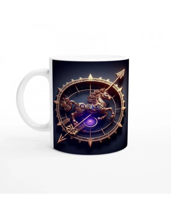 Yay Burcu Baskılı Kahve Kupası - Zamanın Çarkları Astroloji Mekanizması Vs1