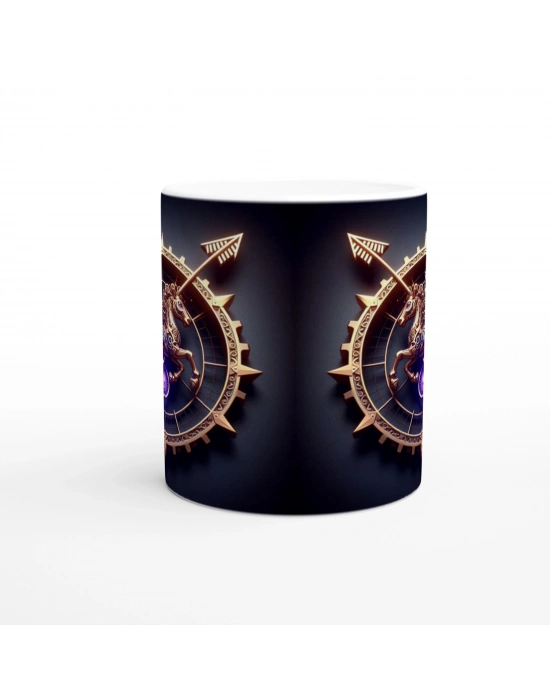 Yay Burcu Baskılı Kahve Kupası - Zamanın Çarkları Astroloji Mekanizması Vs1