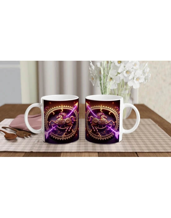 Yay Burcu Baskılı Kahve Kupası - Zamanın Çarkları Astroloji Mekanizması Vs2