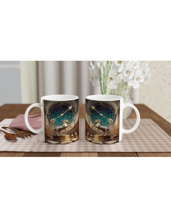 Yay Burcu Baskılı Kahve Kupası - Zodyak Kütüpanesi Vs4