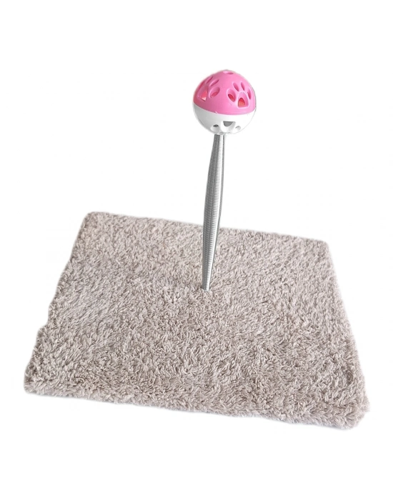 Yaylı Toplu Hacıyatmaz Kedi Aktivite Oyuncağı 16-20 cm Bej