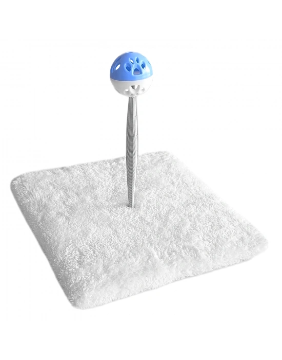 Yaylı Toplu Hacıyatmaz Kedi Aktivite Oyuncağı 16-20 cm Beyaz