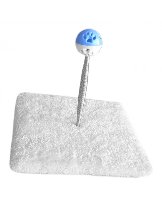 Yaylı Toplu Hacıyatmaz Kedi Aktivite Oyuncağı 16-20 cm Beyaz