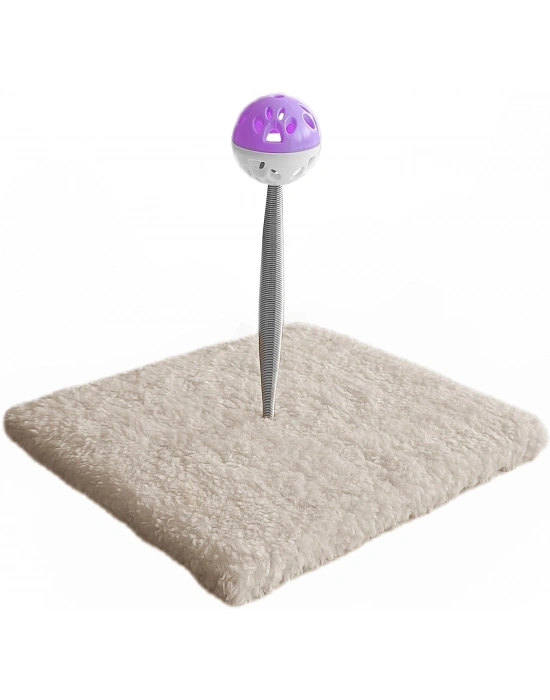 Yaylı Toplu Hacıyatmaz Kedi Aktivite Oyuncağı 16-20 cm Krem Rengi