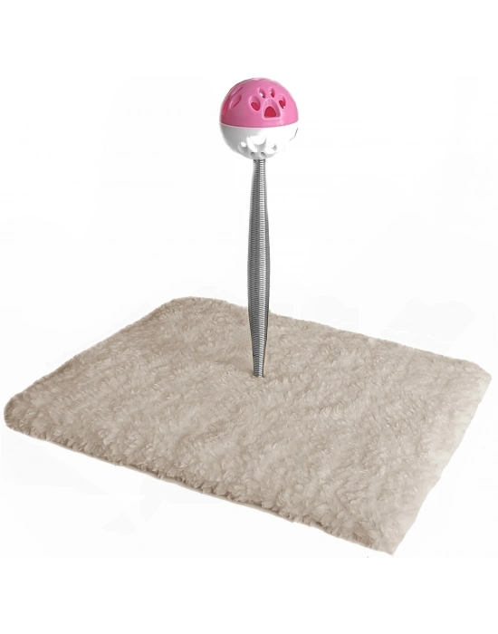 Yaylı Toplu Hacıyatmaz Kedi Aktivite Oyuncağı 16-20 cm Krem Rengi