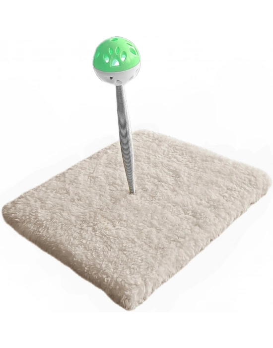 Yaylı Toplu Hacıyatmaz Kedi Aktivite Oyuncağı 16-20 cm Krem Rengi