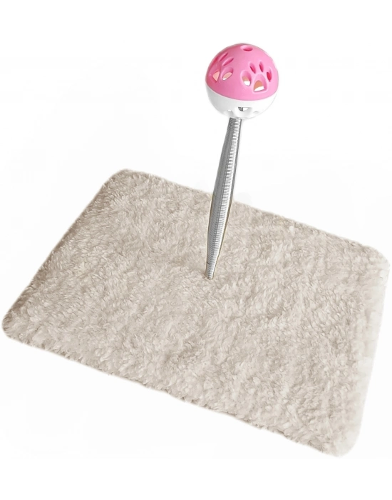 Yaylı Toplu Hacıyatmaz Kedi Aktivite Oyuncağı 16-20 cm Krem Rengi