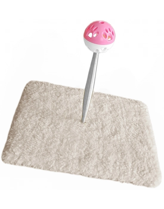 Yaylı Toplu Hacıyatmaz Kedi Aktivite Oyuncağı 16-20 cm Krem Rengi