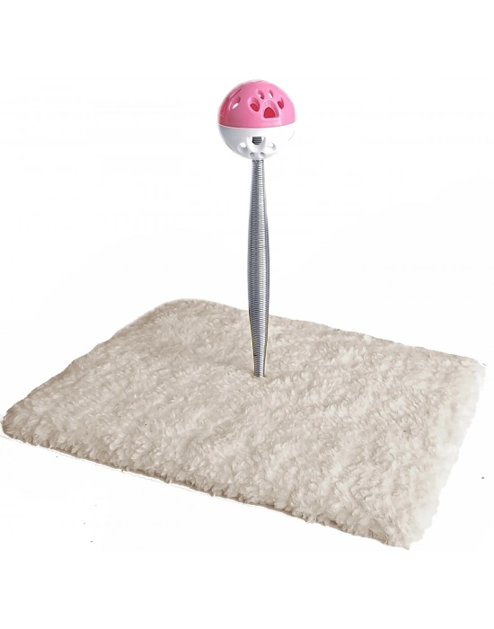 Yaylı Toplu Hacıyatmaz Kedi Aktivite Oyuncağı 16-20 cm Krem Rengi