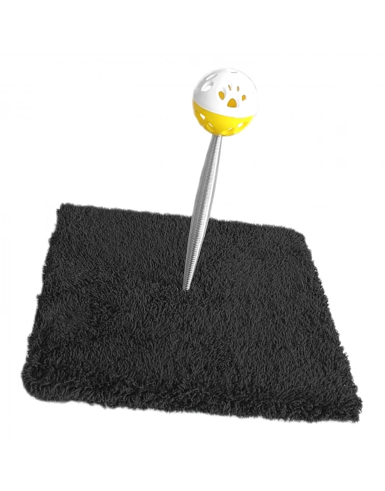 Yaylı Toplu Hacıyatmaz Kedi Aktivite Oyuncağı 16-20 cm Siyah