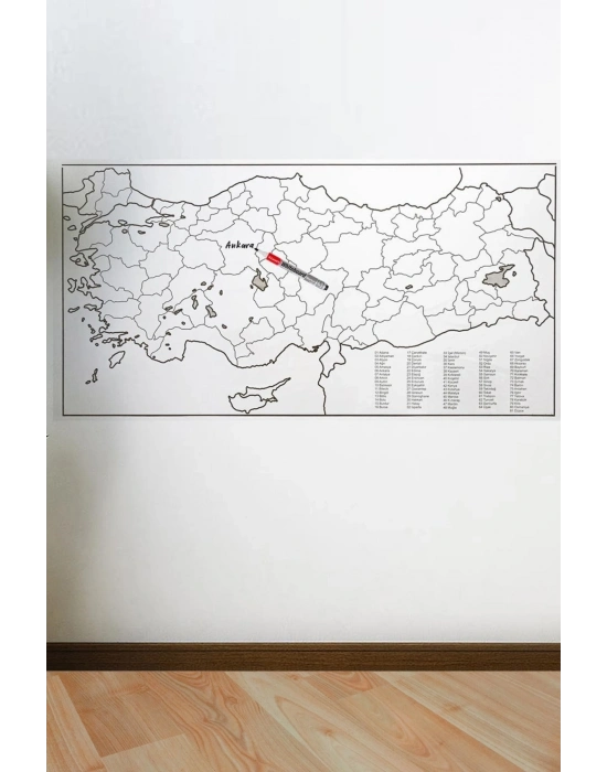 ® Yazılabilir Türkiye Haritası Manyetik Duvar Stickerı 110 x 56 cm