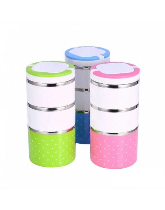 Yemek Termosu 3lü Tutacaklı Sefer Tası - Hiper 3 Katlı Yemek Termos