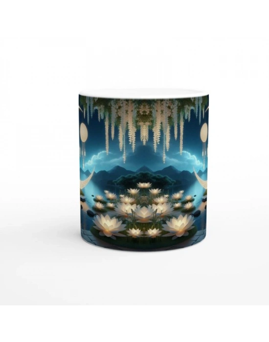 Yengeç Burcu Baskılı Kahve Kupası - Ay ışığında Zodyak Bahçesi Vs1