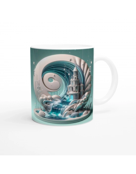 Yengeç Burcu Baskılı Kahve Kupası - Burçlar Krallığı Şatosu Vs1